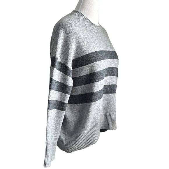 Sundry Women's Gray Oversized Wool/Cashmere Crew Neck Sweater Stripe Size 2/M - Picture 10 of 11